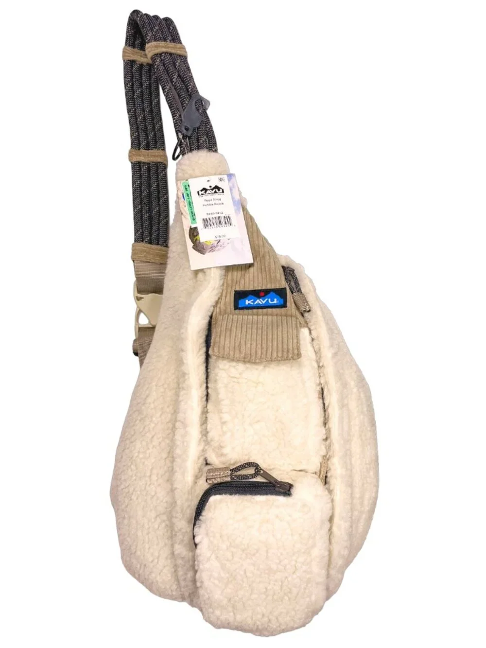 KAVU Rope Snug Bag Pebble Beach Sherpa Corduroy Sling Backpack Crossbody NWT